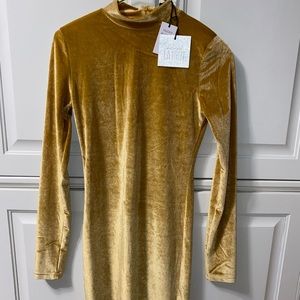 Golden velvet bodycon dress